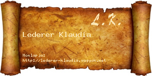 Lederer Klaudia névjegykártya